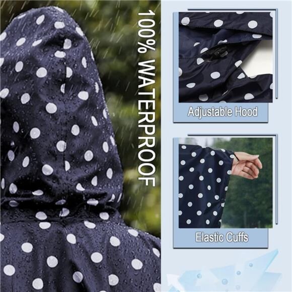 Fashion Hooded Rain Poncho Waterproof Raincoat Jacket with pocket for Women/Men - Picture 5 of 8